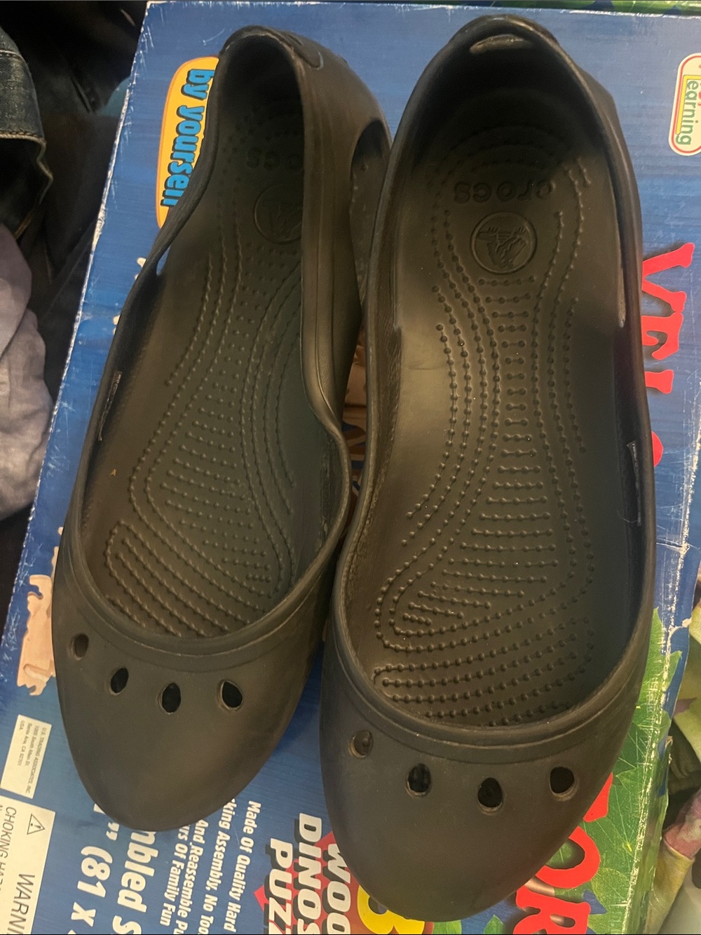 Black Slip-On Crocs-Style Comfort Flats